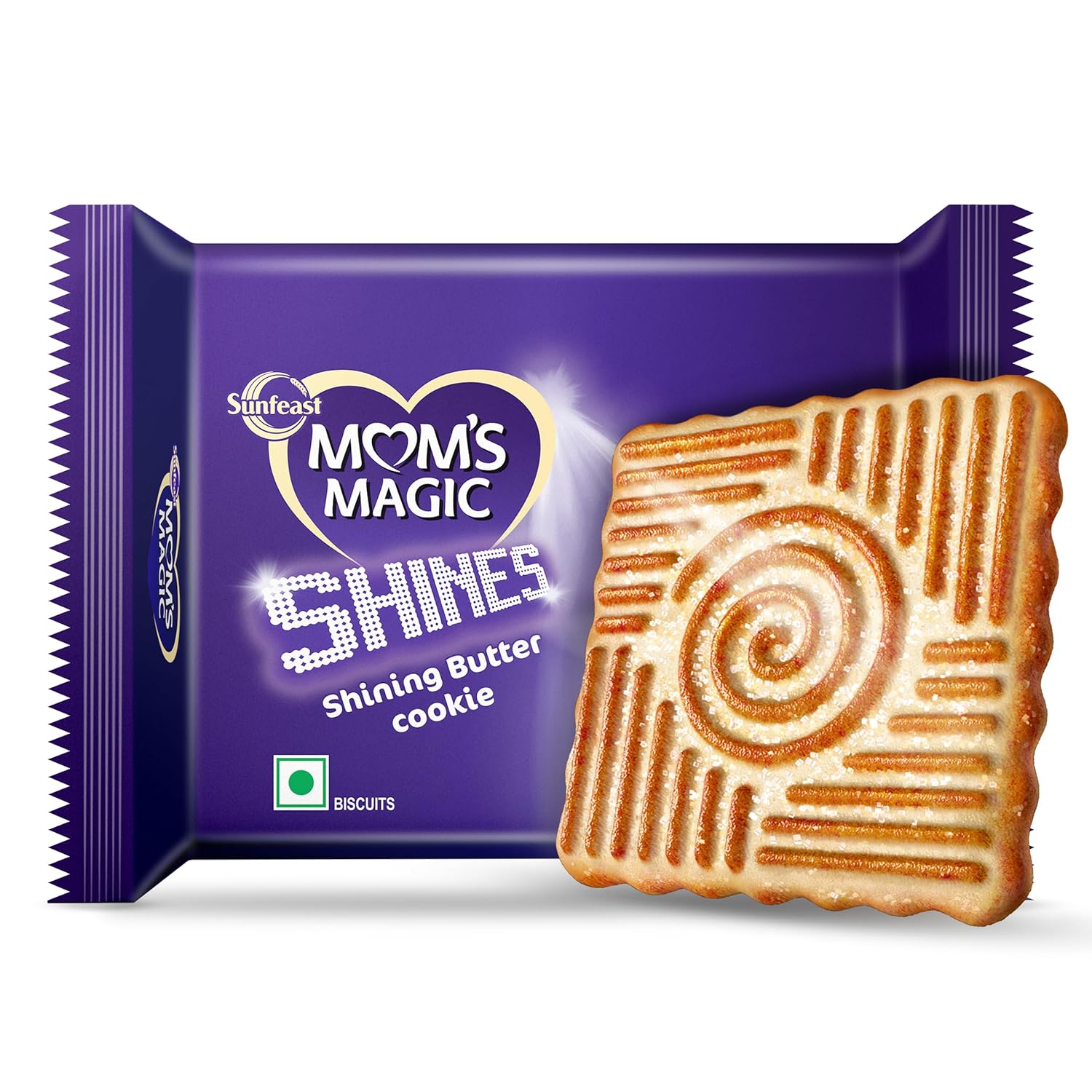 Sunfeast Mom's Magic Shines, Crunchy Butter Cookies with Sugar Glaze, 2 Pack X 64g = 128g